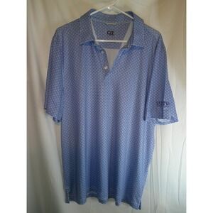 Cutter & Buck Golf Polo Shirt‎ Legends Golf Club Blue Geometric Print